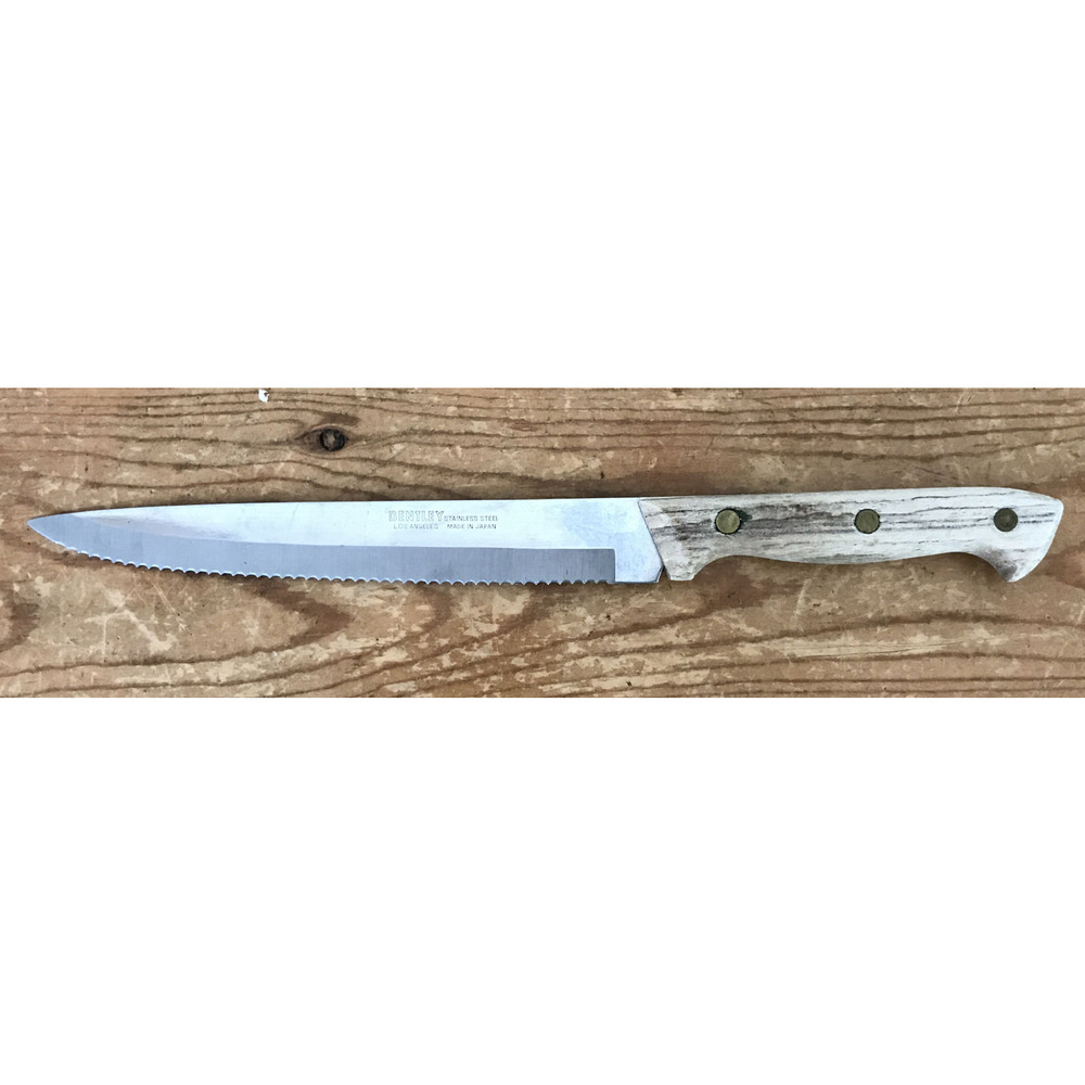 Vintage Bentley Stainlesss Steel Japanese Serrated Steak Knife 6.25” Blade Wood